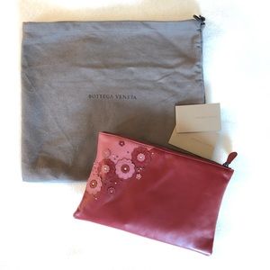 Bottega Veneta Zip Top Leather Clutch